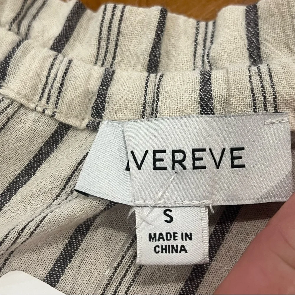 NEW $98 Evereve Harper Gauze Sundress Black/Cream Stripe Tiered Sleeveless Mini - Picture 11 of 16